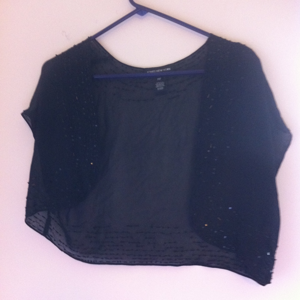 Black Sheer Sequin & Beaded Shrug Jones New York